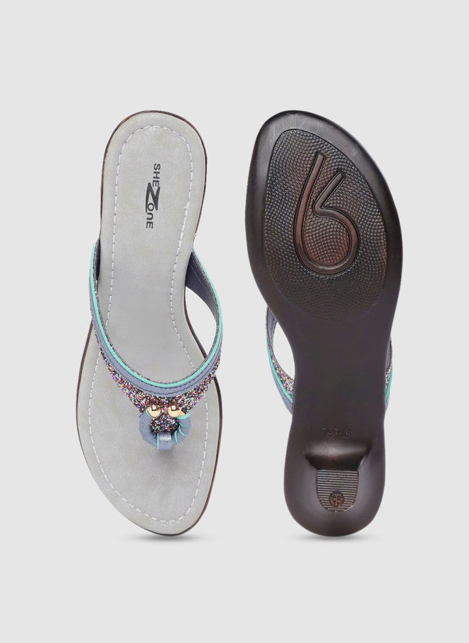 She Zone Shezone Women Blue Glitter Heels - Image 5