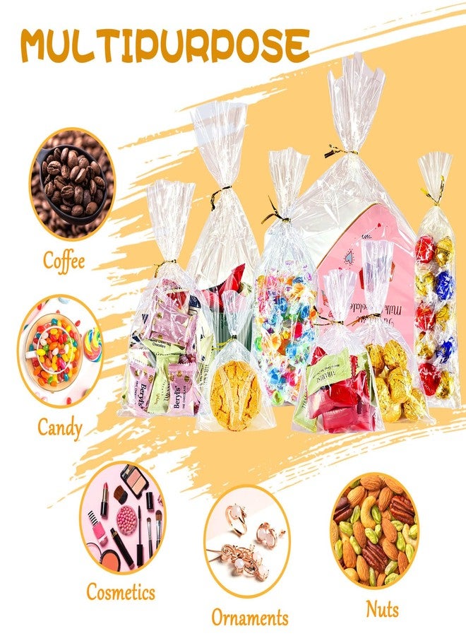 Cherodada 6"x 10", 200Pcs Cellophane Treat Bags with Twist Ties for Gift Wrapping, Wrapping Candies, Cookies, Chocolates, Popcorn - Image 5