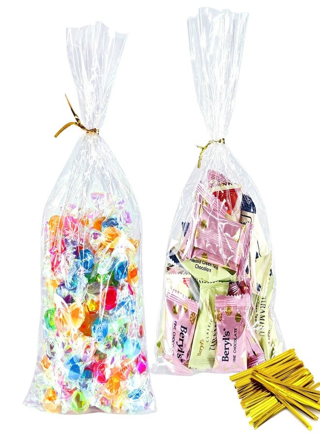 Cherodada 6"x 10", 200Pcs Cellophane Treat Bags with Twist Ties for Gift Wrapping, Wrapping Candies, Cookies, Chocolates, Popcorn - Image 1