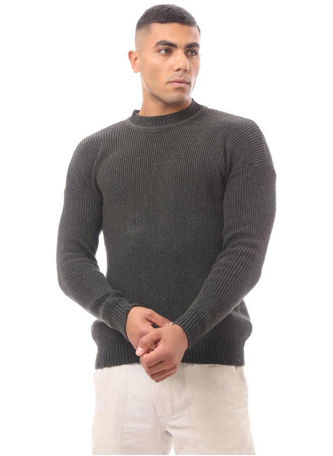 RAVIN Olive Green Mock Neck Acrylic Pullover  - Image 1