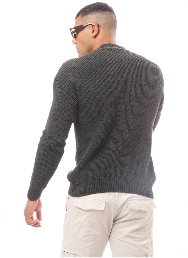 RAVIN Olive Green Mock Neck Acrylic Pullover  - Image 3