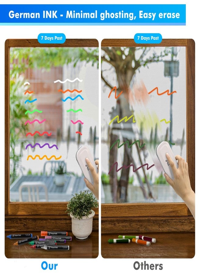 maxtek Neon Dry Erase Markers for Glass,Window Markers for Dry Erase Board,Chalkboard,LED Note Board,Acrylic Refrigerator Calendar,Bullet Tip,Low Odor,Assorted Colors,9 Count - Image 2