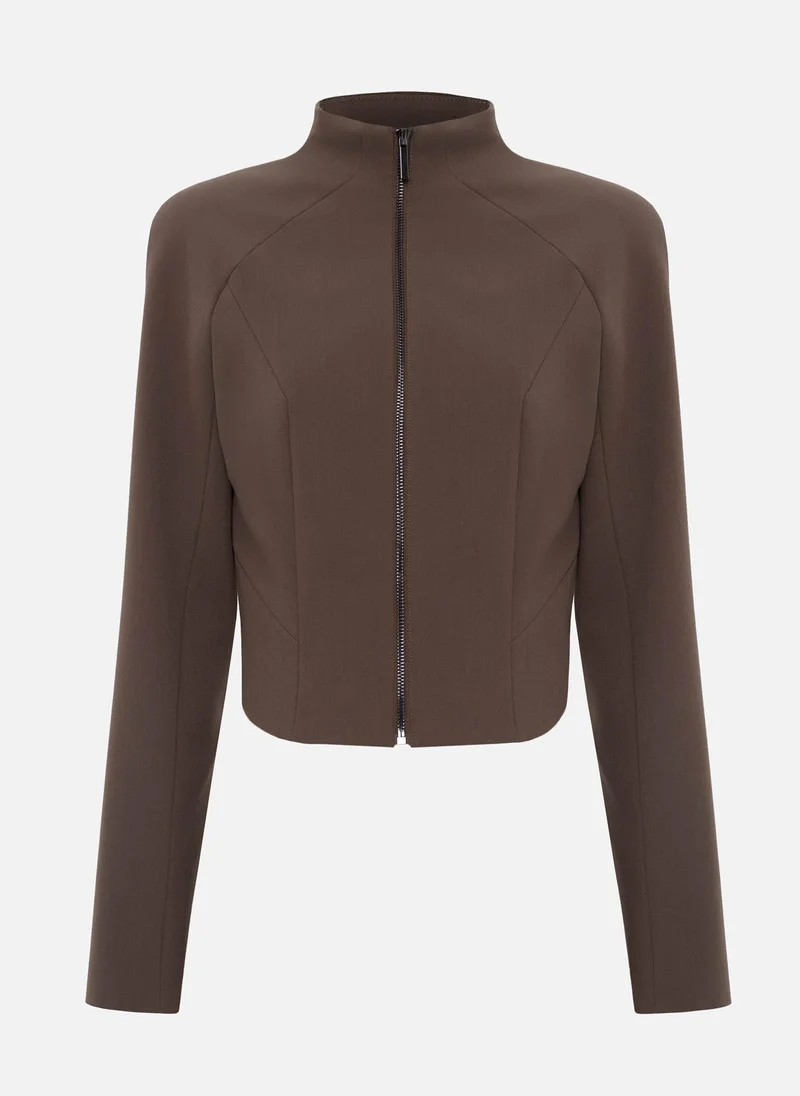 Lichi Short zip-up jacket in dense fabric