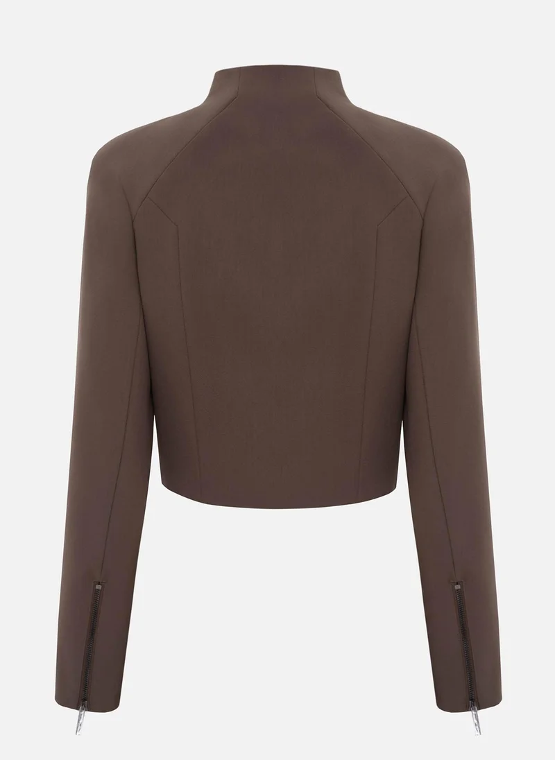 Lichi Short zip-up jacket in dense fabric