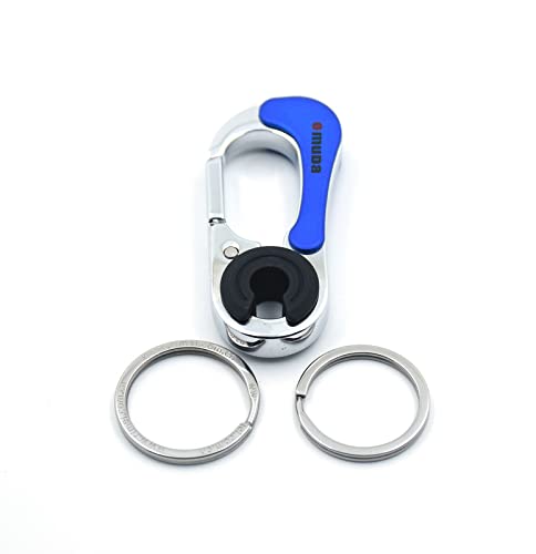 Omuda Stylish Hook Locking Silver Metal Carabiner Double Ring Hook Metal Key Chain for Men & Women - Image 2