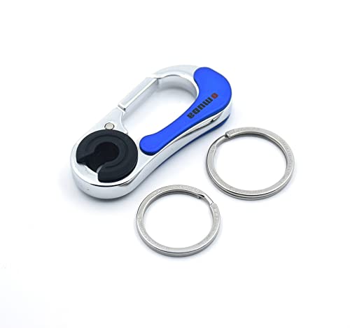 Omuda Stylish Hook Locking Silver Metal Carabiner Double Ring Hook Metal Key Chain for Men & Women - Image 4
