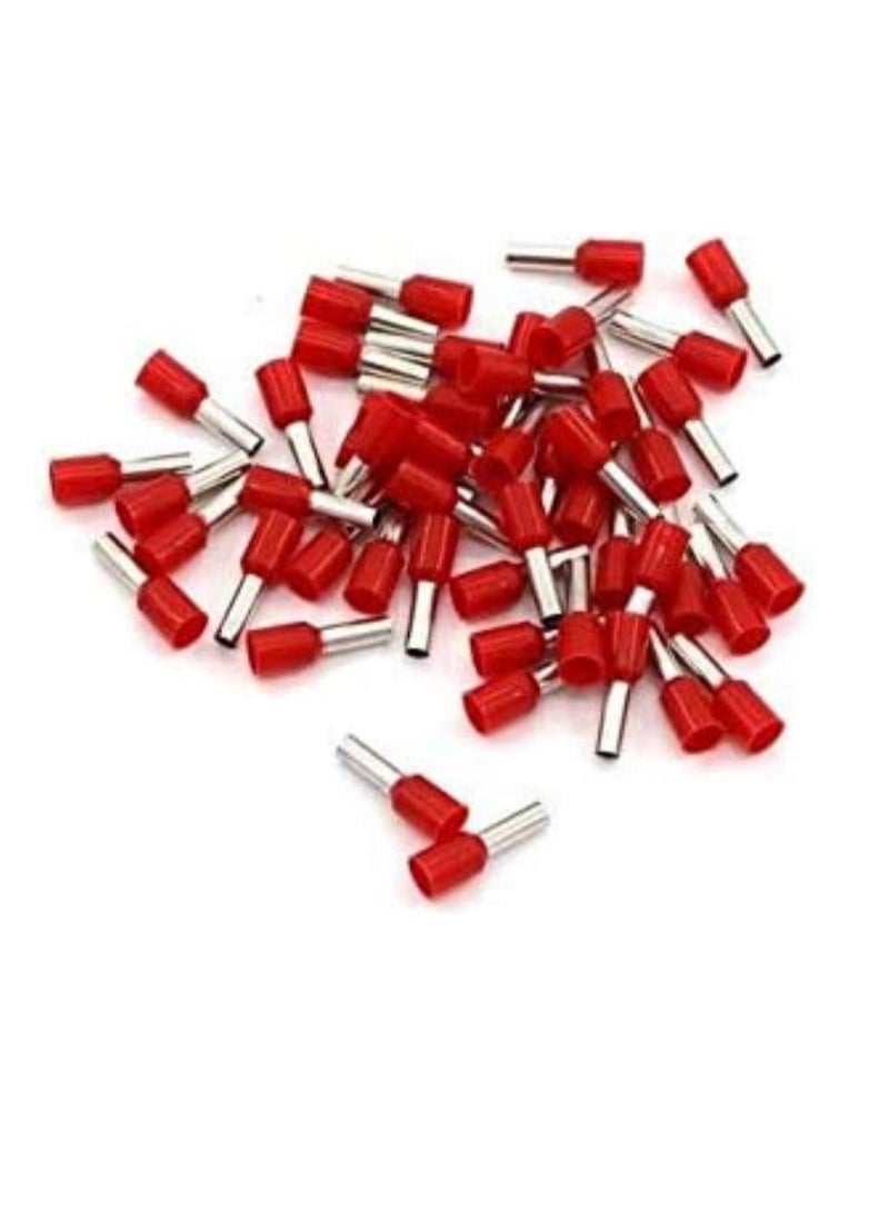 Insulated Ferrules Terminal Block Cord End Wire Tubular Connector Electrical Crimp Cable Lugs Terminal Cable Crimp Cable Sleeve for Wire Connection Pack of 100 2.5mm  E2516 Red - Image 1