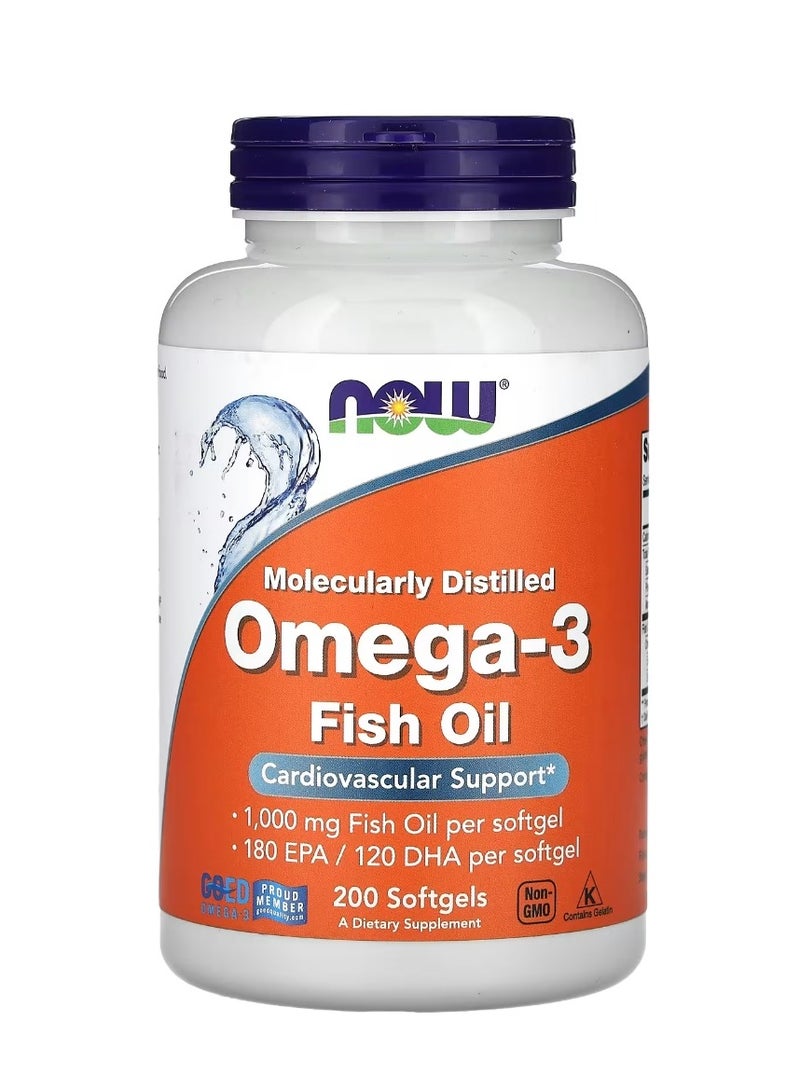 now Omega-3 Fish Oil 1000 Mg 180 EPA 120 DHA 200 Softgels - Image 1