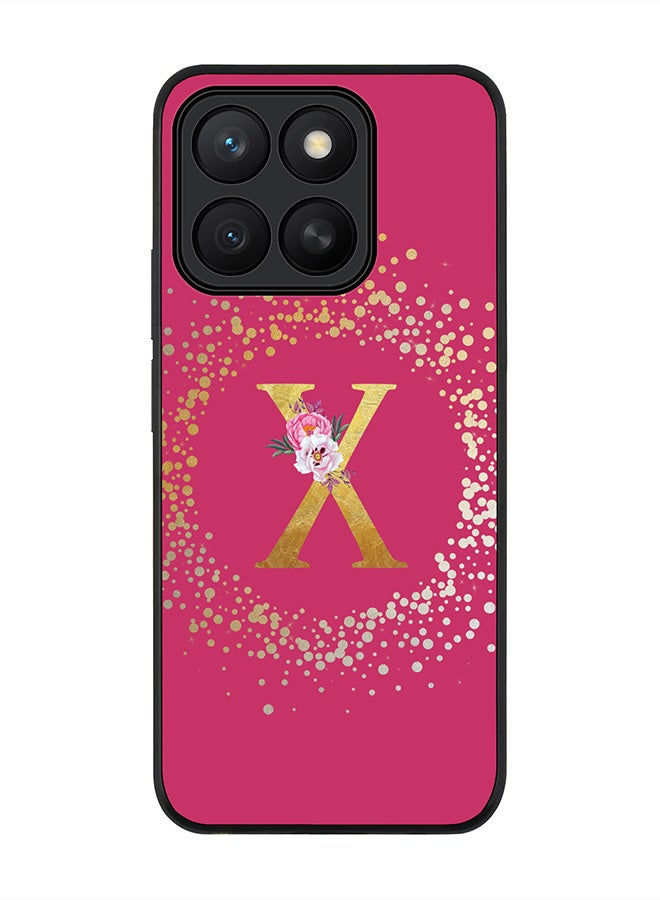 Stylizedd For Honor X8c Case,Slim fit Camera Protection, Shockproof Thin Phone cover  - Custom Monogram Floral - X ( Deep Pink )