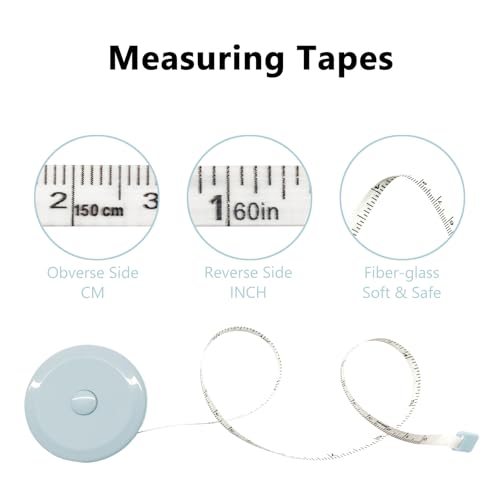 GDMINLO 3 Pack Tape Measure Measuring Tape for Body Fabric Sewing Tailor Cloth Knitting Craft Weight Loss Measurements Retractable 60-inch 1.5 Meter, Small Push ButtonDouble Scales Rulers - Image 3