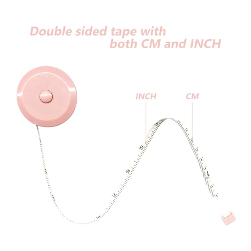 GDMINLO 3 Pack Tape Measure Measuring Tape for Body Fabric Sewing Tailor Cloth Knitting Craft Weight Loss Measurements Retractable 60-inch 1.5 Meter, Small Push ButtonDouble Scales Rulers - Image 4