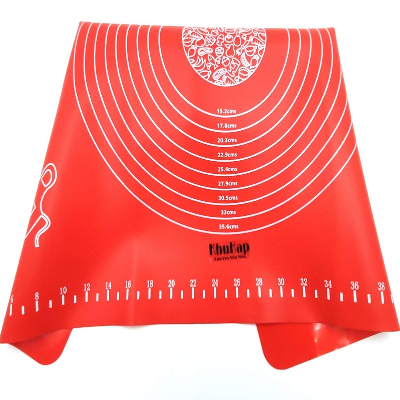 PallRin Silicone NonStick Reusable Stretchable Cake Baking Mat Dough Rolling Kneading Sheet with Measurement Scale Print Best for Kitchen PastryChapatiCakeRoti 50 40cm1 pc Assorted Color  - Image 1