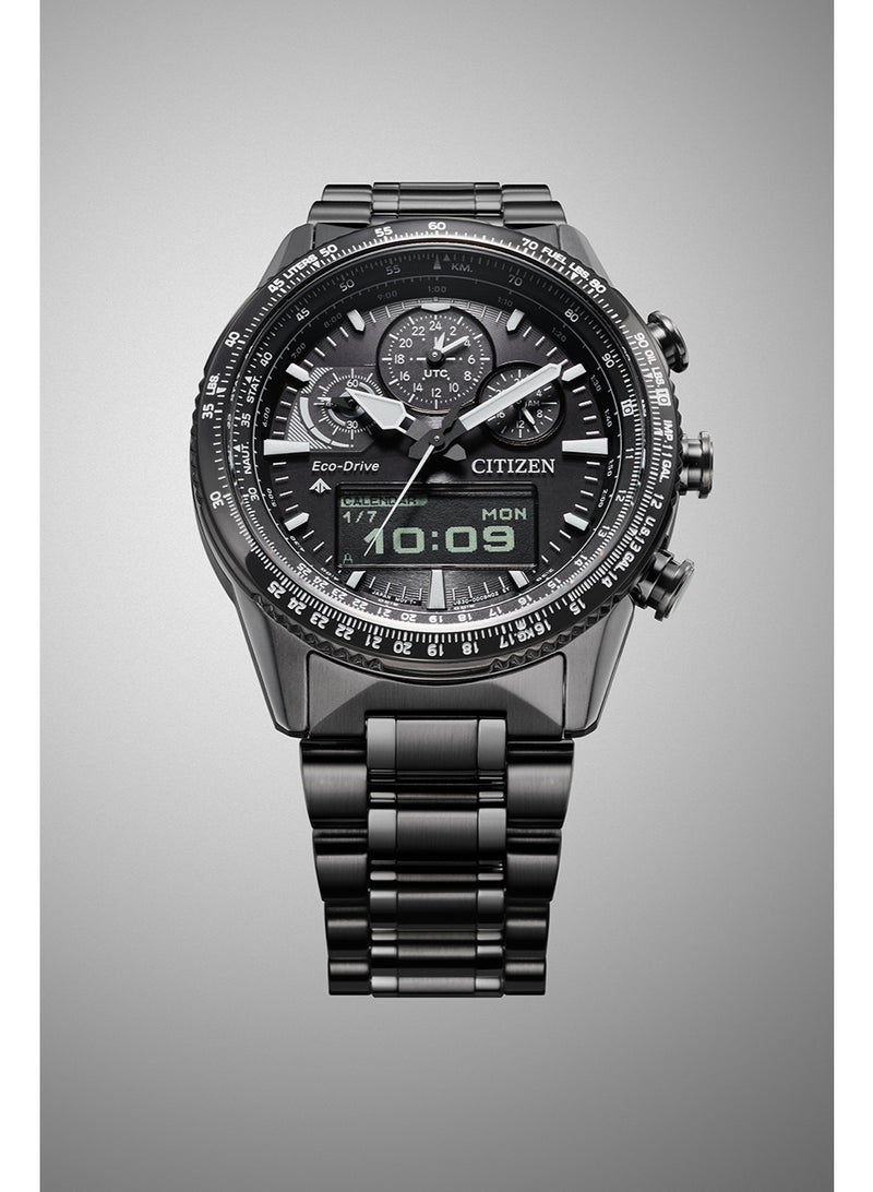 CITIZEN Eco‑Drive Promaster Skyhawk JV2005‑58E, 43 mm Black Dial, Black Ion‑Plated Stainless Steel Bracelet, Analog‑Digital Chronograph, 200 M WR - Image 5