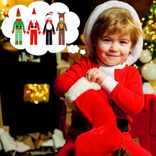 Suhine 9 Pcs Christmas Felt Elf Clothes Bulk Christmas Accessories Set Gingerbread Man Snowman Elk Xmas Tree Penguin Santa Claus Clothing for Xmas Decor Cute - Image 5
