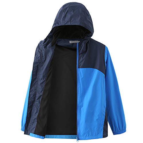 GRANDWISH Boys Waterproof Rain Jacket, Lightweight Active Hooded Raincoat, Blue XL-14 - Image 1
