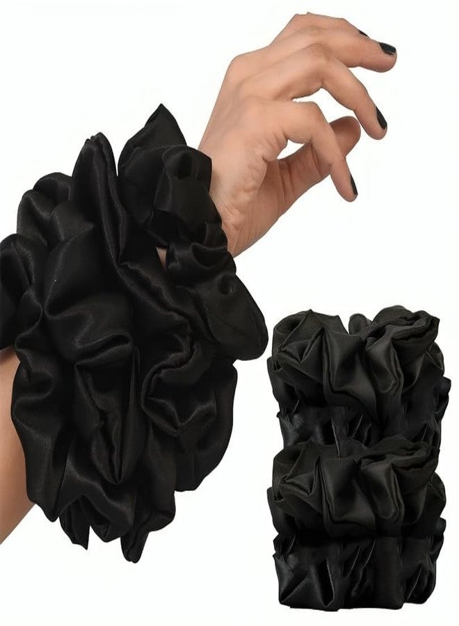 HIMJA Silk Satin Scrunchies For Women & Girls - Stylish Ponytail Bun Juda Rubber Bands Luxury Hair Accessories scrunchies - Scrunchy Ties For Style, Decoration & Wedding (Black) [PACK OF 6] - Image 4