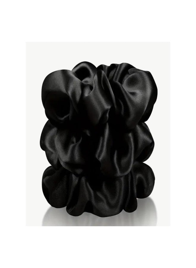 HIMJA Silk Satin Scrunchies For Women & Girls - Stylish Ponytail Bun Juda Rubber Bands Luxury Hair Accessories scrunchies - Scrunchy Ties For Style, Decoration & Wedding (Black) [PACK OF 6] - Image 2
