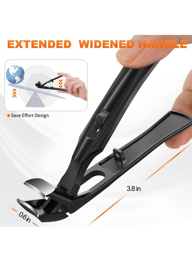 درمود مقص أظافر القدم لكبار السن، أظافر سميكة، مقص أظافر القدم كبير الرأس بزاوية مطور لعام 2024 للرجال بفتحة فك واسعة، مقص أظافر حاد شديد التحمل مع مقبض طويل - أسود - Image 4