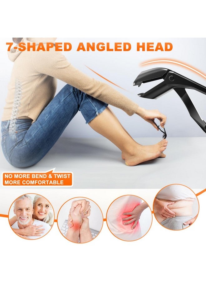 درمود مقص أظافر القدم لكبار السن، أظافر سميكة، مقص أظافر القدم كبير الرأس بزاوية مطور لعام 2024 للرجال بفتحة فك واسعة، مقص أظافر حاد شديد التحمل مع مقبض طويل - أسود - Image 2