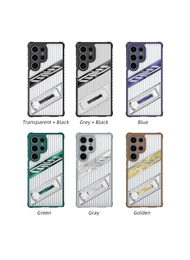 cas:pace Premium Transparent Anti-Fall Armor Case with 5G Folding Bracket for Galaxy S25 Ultra+Two tempered films - Image 3