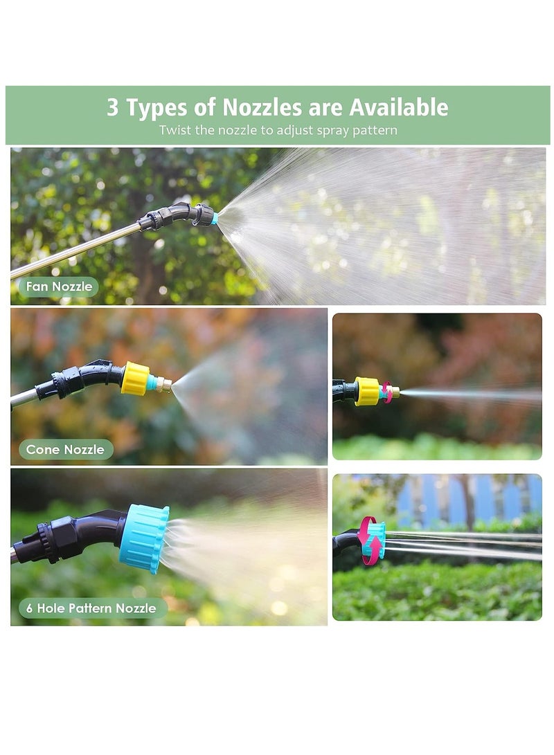 KASTWAVE Battery Powered Sprayer 1.35Gallon/5L, Electric Garden Sprayer with USB Rechargeable Handle, Sprayer with 3 Mist Nozzles, Telescopic Wand, and Shoulder Strap for Lawn and Garden - Image 3