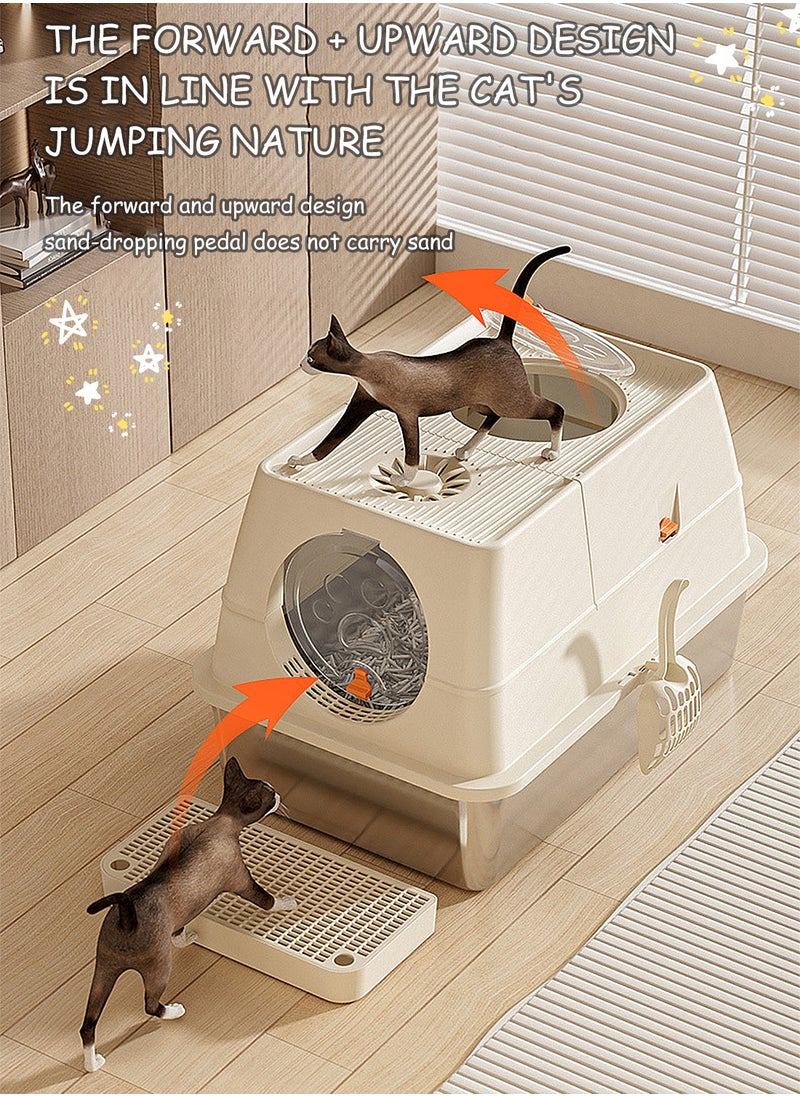 Kidle Stainless Steel Litter Box with Lid Metal Cat Litter Box with Litter Scoop Extra Large Cat Box High Sides  - Image 4