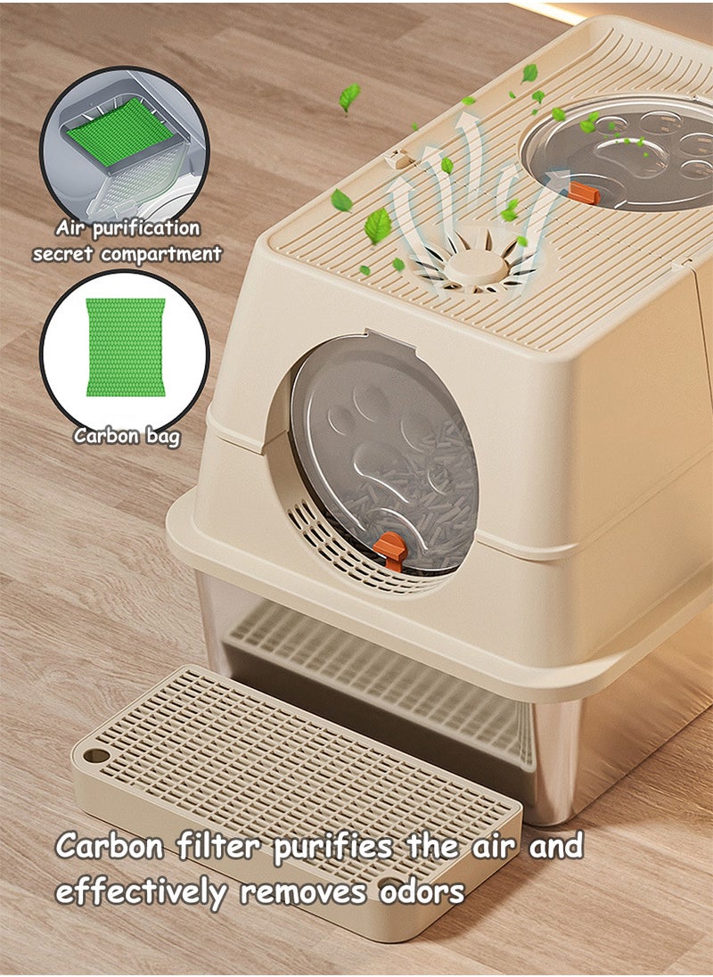Kidle Stainless Steel Litter Box with Lid Metal Cat Litter Box with Litter Scoop Extra Large Cat Box High Sides  - Image 5
