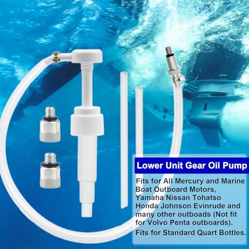 Bolaxin Lower Unit Gear Oil Pump for Standard Quart Bottles, 3/8 inch Metal Swivel, 8mm and 10mm Adapters, for Most Marine Boat Outboard Motors (NOT for Volvo Penta) - Image 2