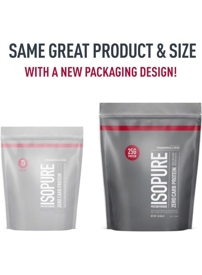 Isopure Protein Powder Zero Carb Whey Isolate Gluten Free Lactose Free 25G Protein Keto Friendly Strawberries & Cream 15 Servings 1 Pound (Packaging May Vary) - Image 5