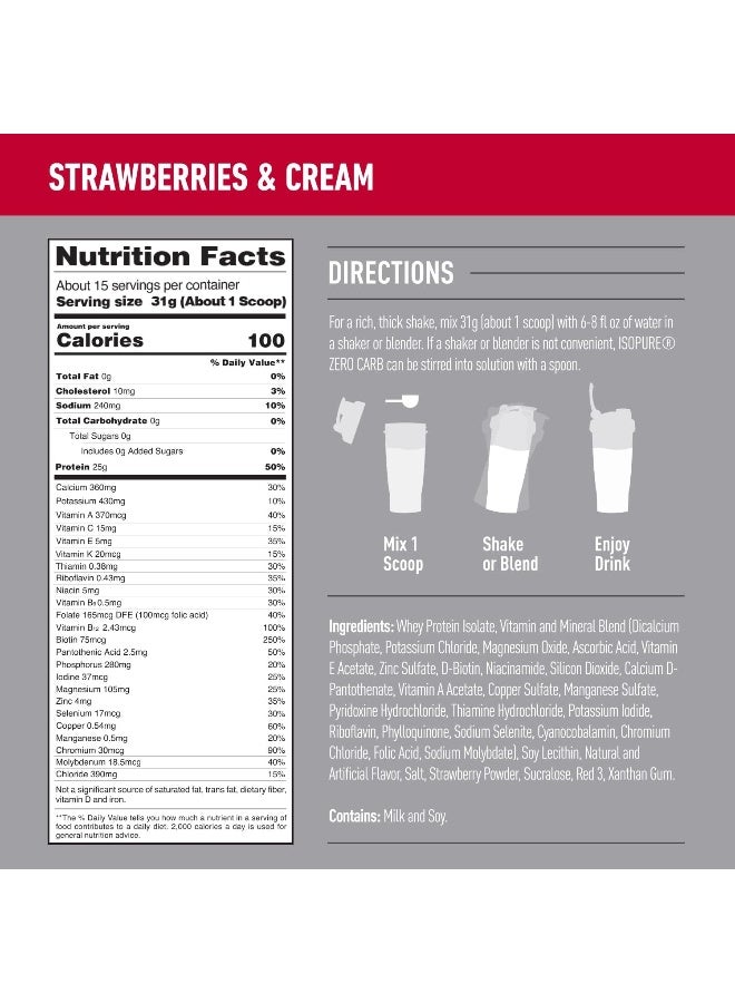 Isopure Protein Powder Zero Carb Whey Isolate Gluten Free Lactose Free 25G Protein Keto Friendly Strawberries & Cream 15 Servings 1 Pound (Packaging May Vary) - Image 2