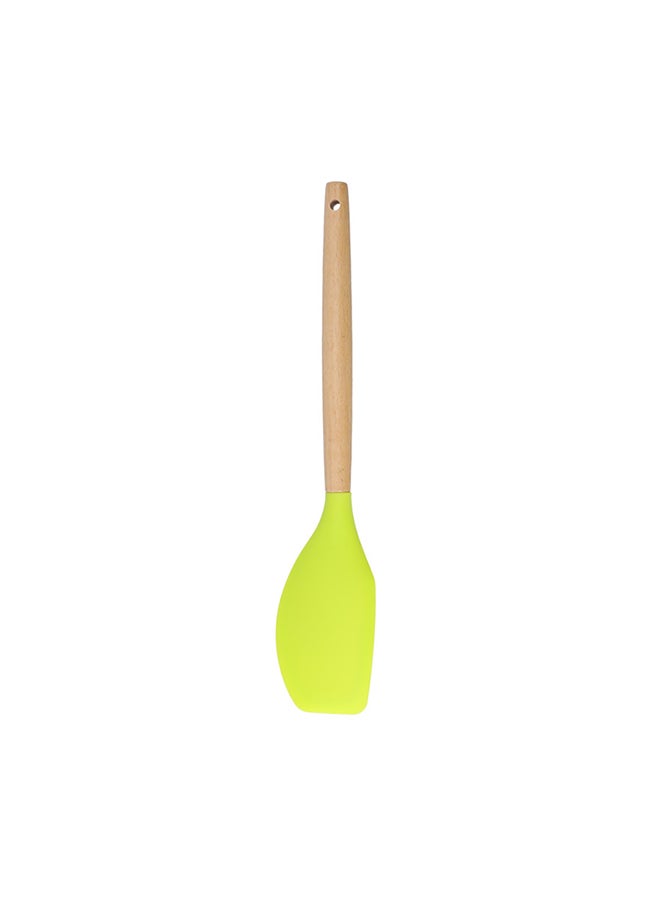 Royalford Silicon Spatula With Wooden Handle, Food-Grade Material Kitchen Utensils With Good Grip Heat Resistant Non-Stick Flexible Mixing Tool For Baking Yellow - Image 1