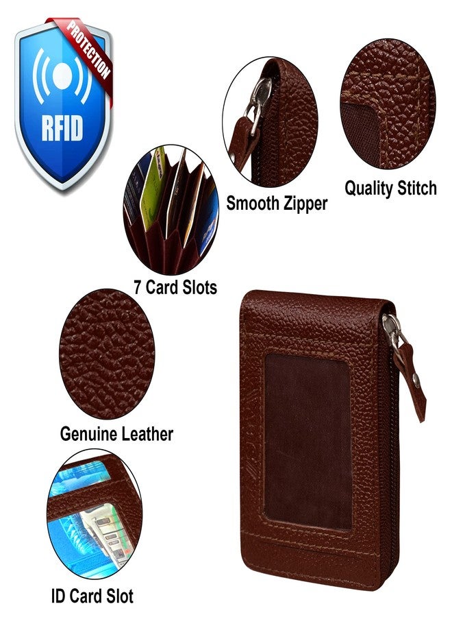 ABYS حامل بطاقات من الجلد الطبيعي من ABYS، بني داكن اللون، مزود بتقنية حجب RFID، مناسب للرجال والنساء - Image 3