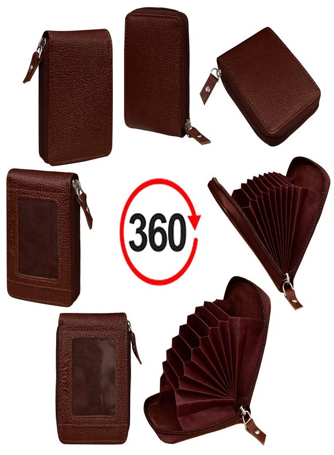 ABYS حامل بطاقات من الجلد الطبيعي من ABYS، بني داكن اللون، مزود بتقنية حجب RFID، مناسب للرجال والنساء - Image 4