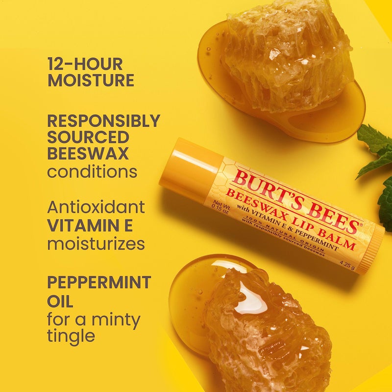 Burt's Bees Beeswax Lip Balm, Lip Moisturizer With Responsibly Sourced Beeswax, Tint-Free, Natural Conditioning Lip Treatment, 1 Tube, 0.15 oz. - Image 3