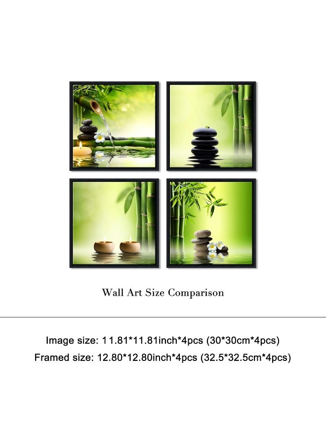 Home Trove Pyradecor Modern 4 Panels Framed Contemporary Zen Giclee Canvas Prints Perfect Bamboo Green Pictures Paintings On Canvas Wall Art For Home Office Decorations Living Room Bedroom  - Image 5