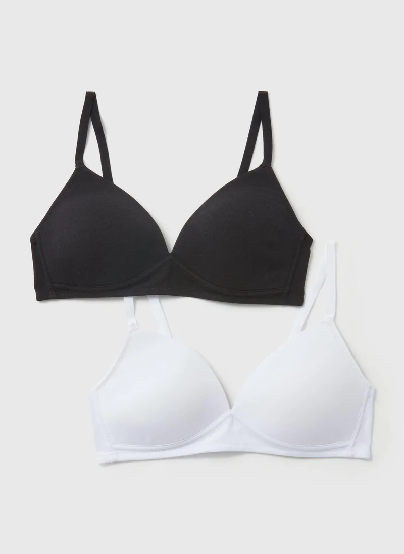 Matalan 2 Pack Black And White Padded Bras