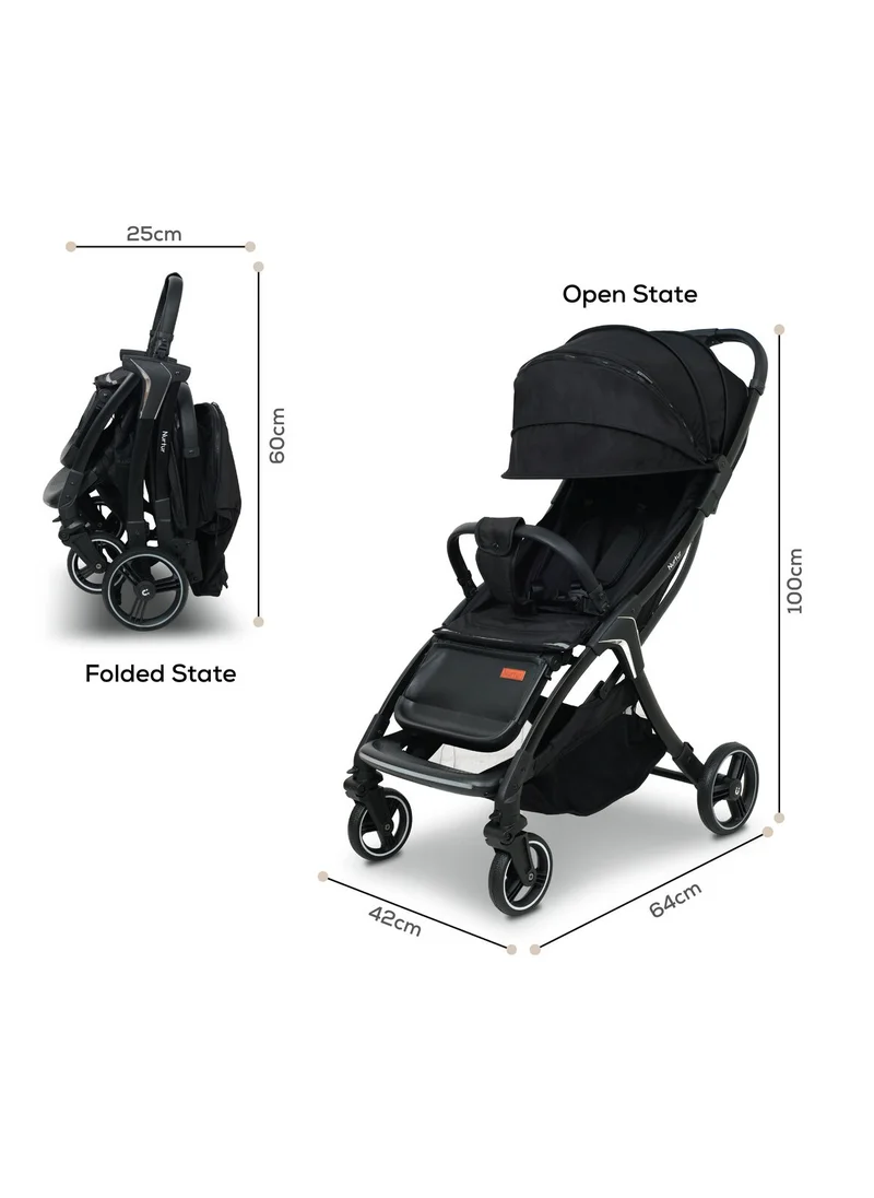 Nurtur Nurtur Aluminum Alloy Baby Stroller with Storage Basket Detachable Bumper 5 Point Safety Harness Compact Foldable Design