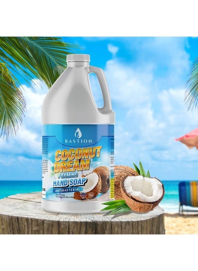 Bastion - Antibacterial Foaming Hand Soap - Coconut Dream Hand Wash - Bulk Refill Jug. Coconut Dream Scented. Non-toxic. Made in the USA.(Foaming Dispenser Required) (Coconut, 1/2 Gallon (64 oz)) - Image 1