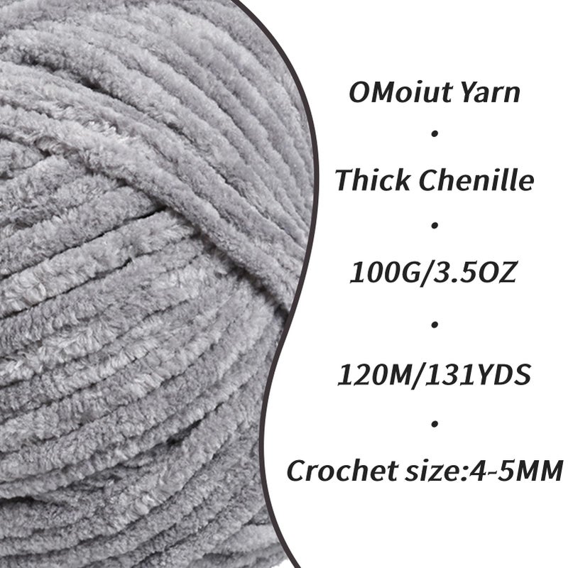 OMoiut 3 Pack Light Gray Fluffy Velvet Yarn for Crocheting, Chunky Chenille Baby Blanket Yarn for Crocheting, Soft Fuzzy Puzzle Yarn for Knitting, (100g/3.53oz Each) Bulky Thick Amigurumi Crochet Yarns - Image 2