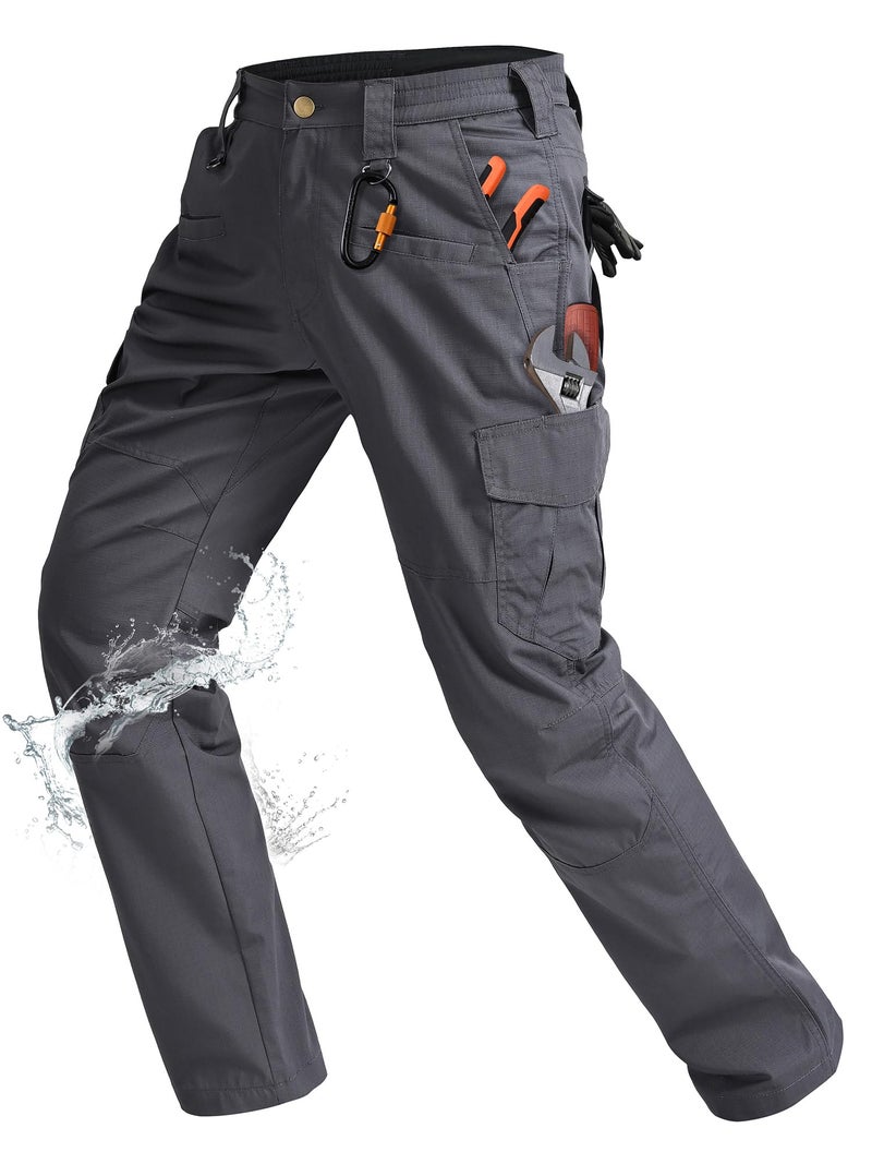 Rapoo Cargo Pants for Men Hiking Work Tactical Military Army Casual Pants for Men with Pockets Waterproof Mens Ripstop Construction Carpenter Hunting Outdoor Pants Outdoor Grey 36Wx30L - Image 1