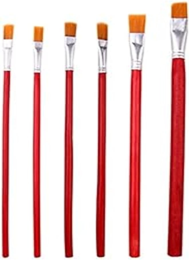 OR 6pcs/Set Paint Brush Set Nylon Red Brush Kid Watercolor Drawing Painting 