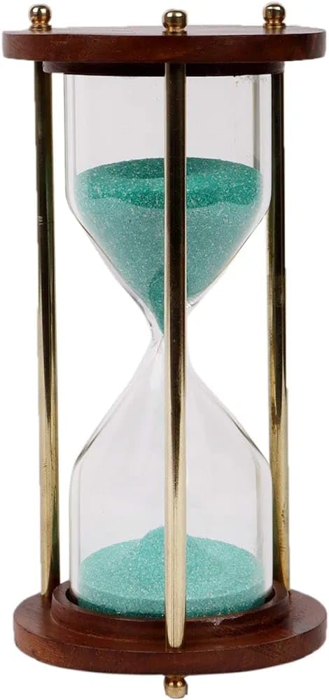 Wooden and Brass Minutes Sand Timer Hour Glass Clock Home Decor Ideal for Exercise, Tea Making, Study Table Decor, Antique Nautical Decor Theme Green (Green) - Image 2