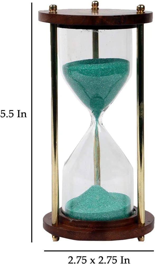 Wooden and Brass Minutes Sand Timer Hour Glass Clock Home Decor Ideal for Exercise, Tea Making, Study Table Decor, Antique Nautical Decor Theme Green (Green) - Image 3
