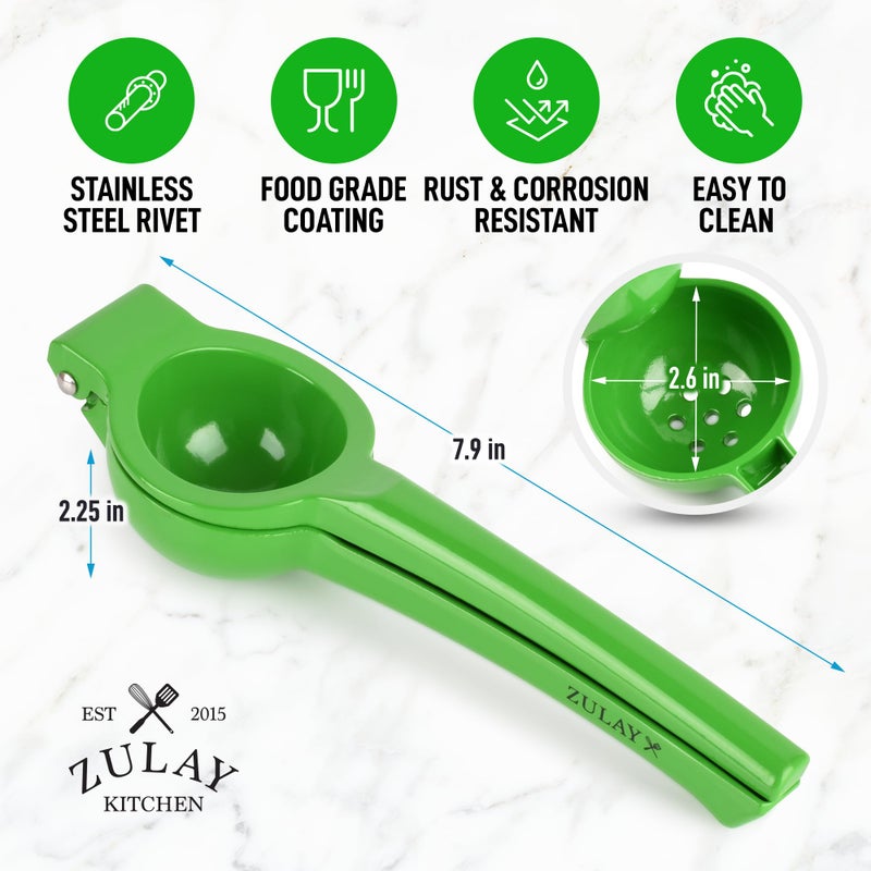 Zulay Kitchen Zulay Metal Lime Squeezer â€“ Heavy-Duty Citrus Juicer for Maximum Juice Extraction â€“ Easy Manual Press for Limes & Lemons â€“ Durable & Ergonomic Hand Juicer - Green - Image 4