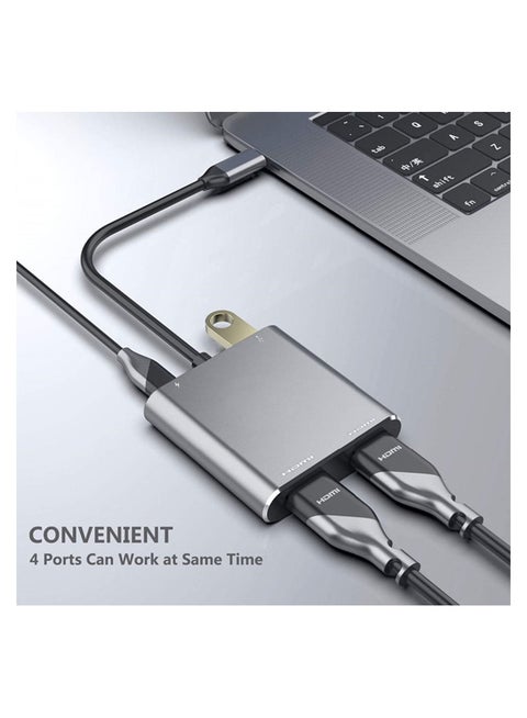 USB C Docking Station Dual HDMI 4K @ 30Hz - 4-in-1 Hub For Dual Monitors, USB 3.0, PD Charging (Windows/Mac)