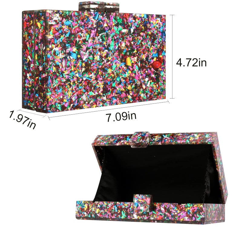 Gets Acrylic Purses and Handbags for Women Multicolor Perspex Geometric Patterns Box Clutch Elegant Banquet Evening Crossbody Handbag (Multi-colored) - Image 5