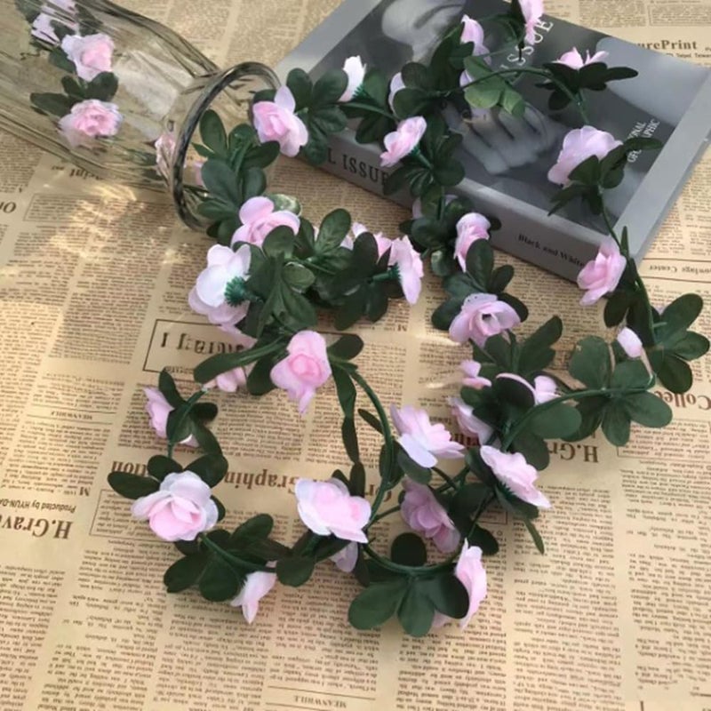 WEISPARK Fake Flowers - 10pcs 8.2 FT Artificial Rose Vine Flower Plants Hanging Rose Ivy for Home Hotel Office Wedding Party Garden Craft Art Décor (Light Pink/10pcs) - Image 5