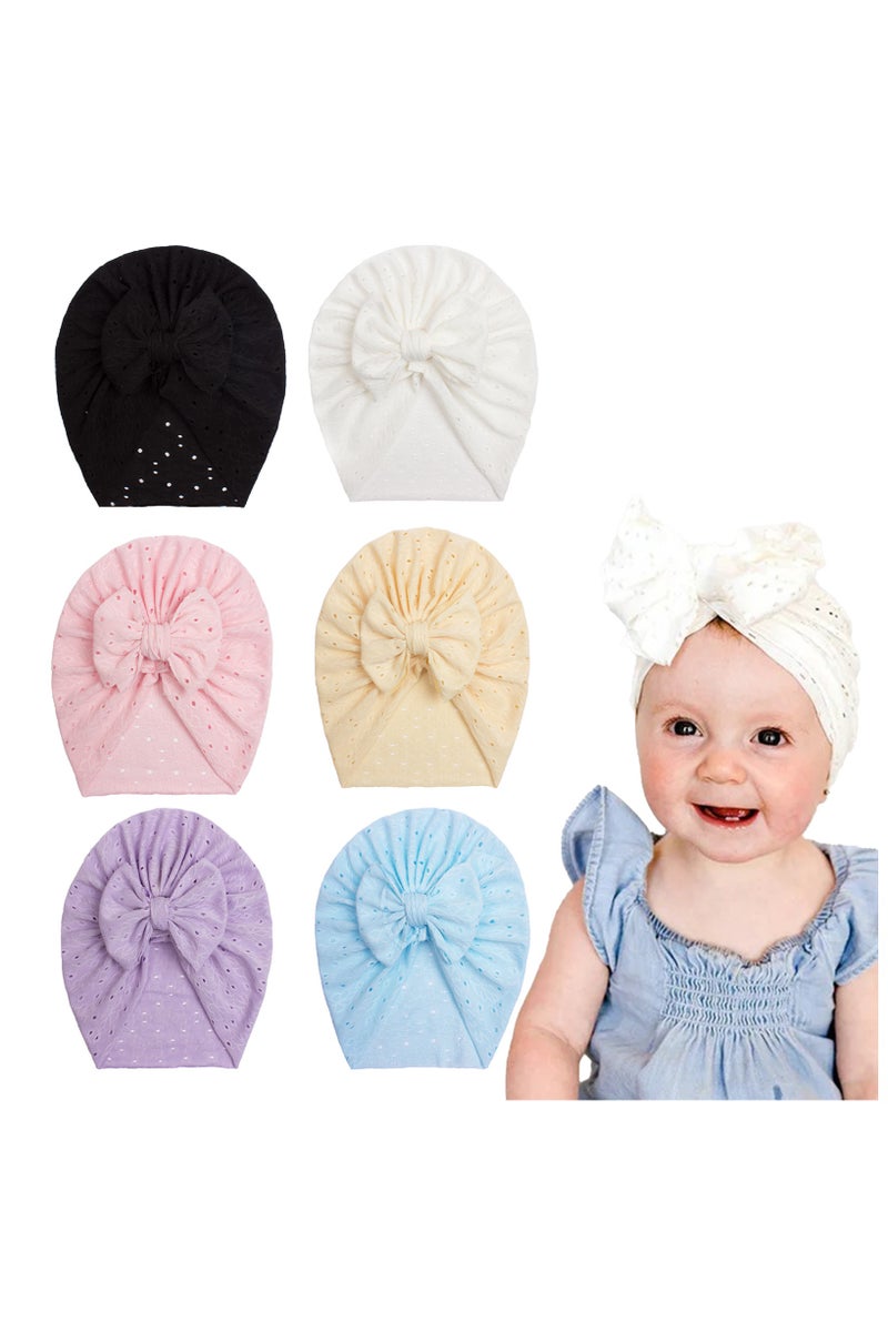 Baby Soft Turban Hats 6 Pieces Infant Hat Girls Boys Knotted Cap Beanies Headband Children Kids Head-Wear Newborn - Image 1