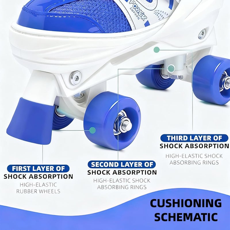 Adjustable Roller Skates for Kids with Light Up Wheels - Blue - Image 3
