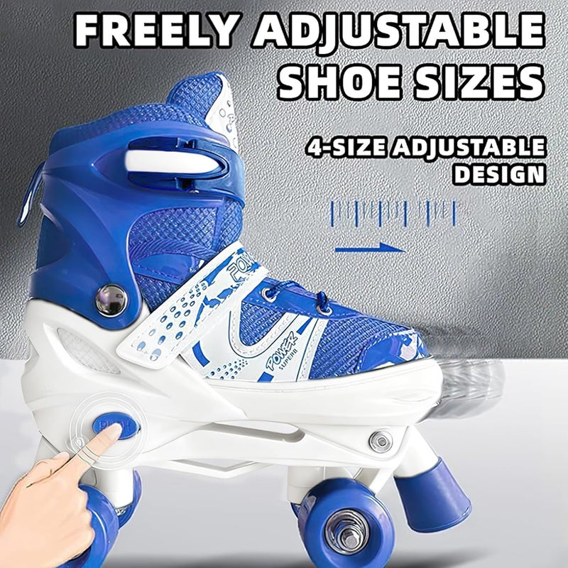 Adjustable Roller Skates for Kids with Light Up Wheels - Blue - Image 2